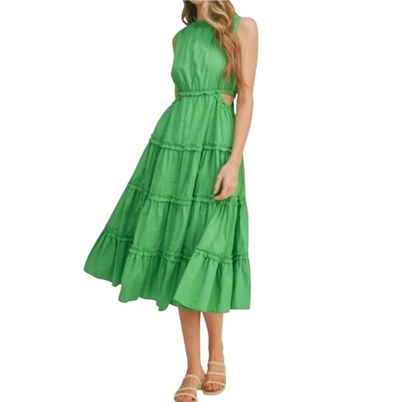 Yulia Prokhoiva Anthropologie Green Cutout Dress Size 8 - Picture 1 of 6